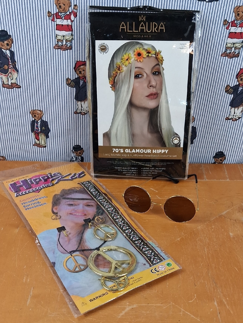 Women's Allaurs 70s Glamour Hippy Long Blonde Halloween Costume Wig Accessories